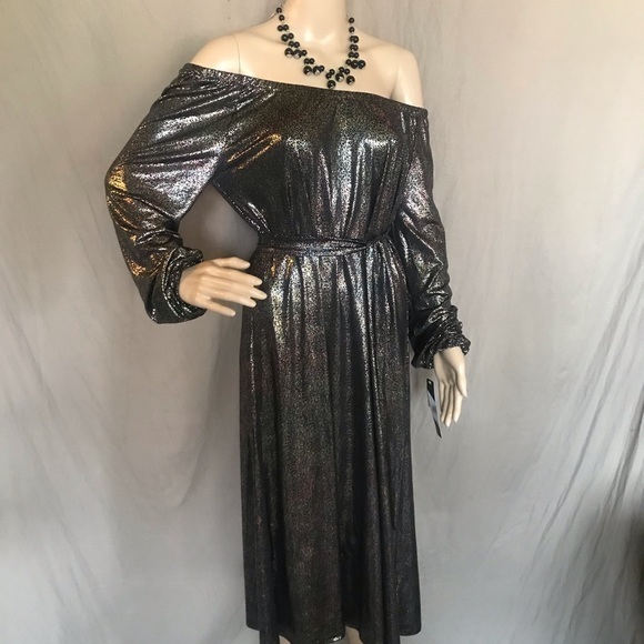 LuLaroe Eve Black Iridescent Dress Size Small long sleeves - Picture 5 of 16